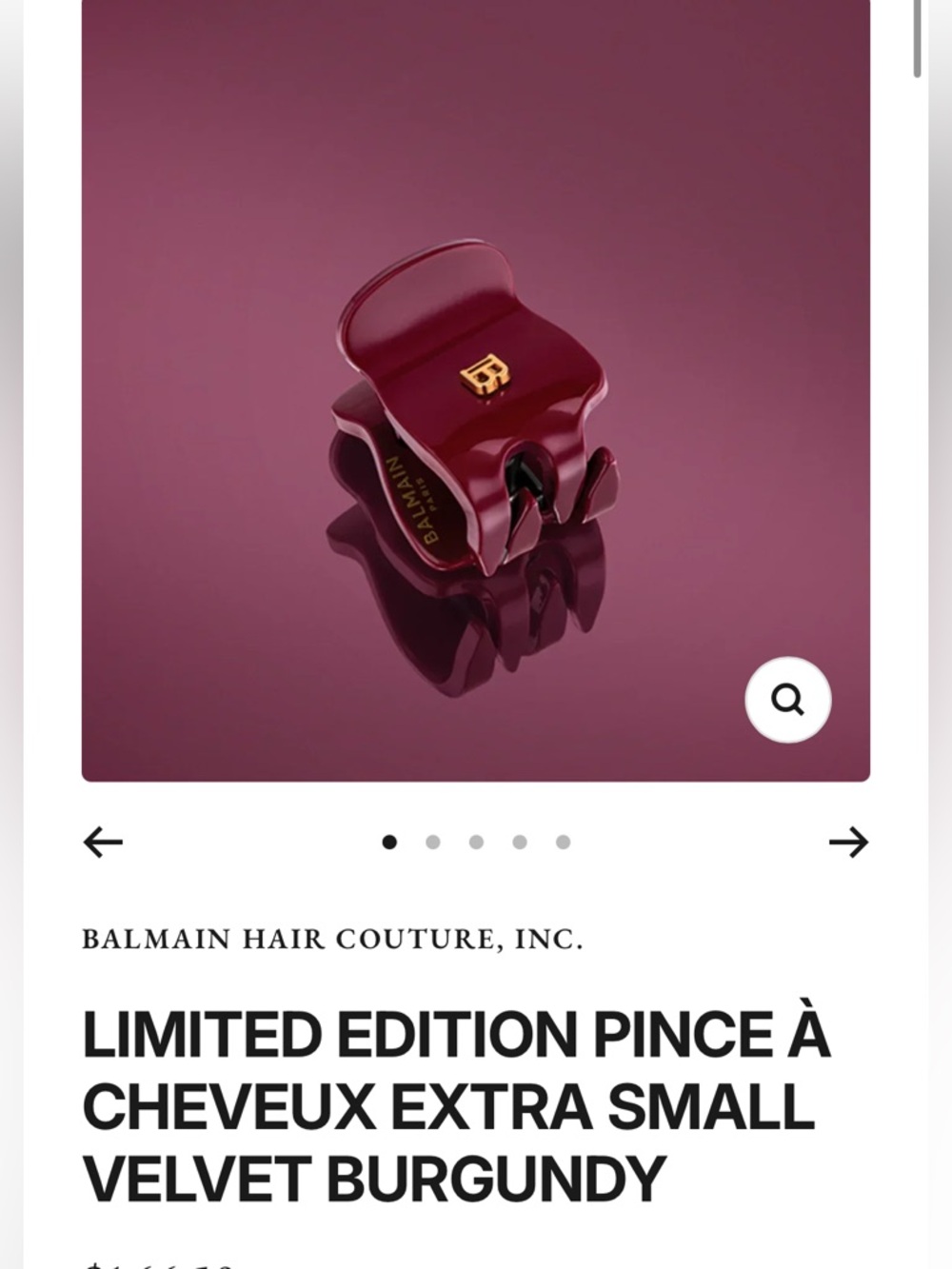 LIMITED EDITION PINCE À CHEVEUX EXTRA SMALL
VELVET BURGUNDY